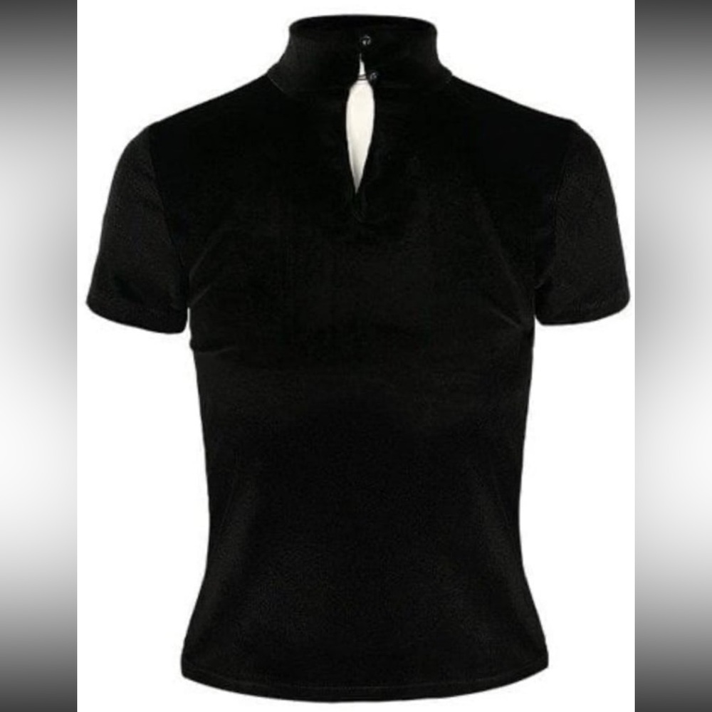 Killstar Restyle Stretch Velvet Mock Turtleneck w Mesh Crescent Moon Cutout BNWT - Picture 2 of 5